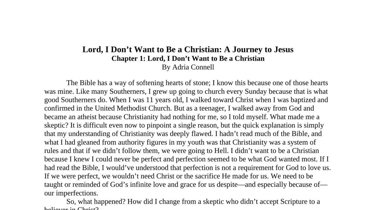 First page of Chapter 1 of Lord, I Don't Want to Be a Christian: A Journey to Jesus