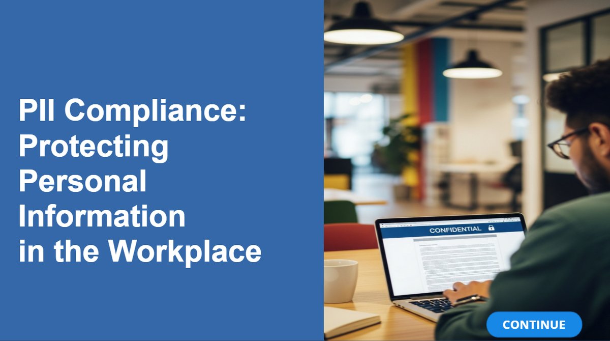 Title slide of the PII Compliance course